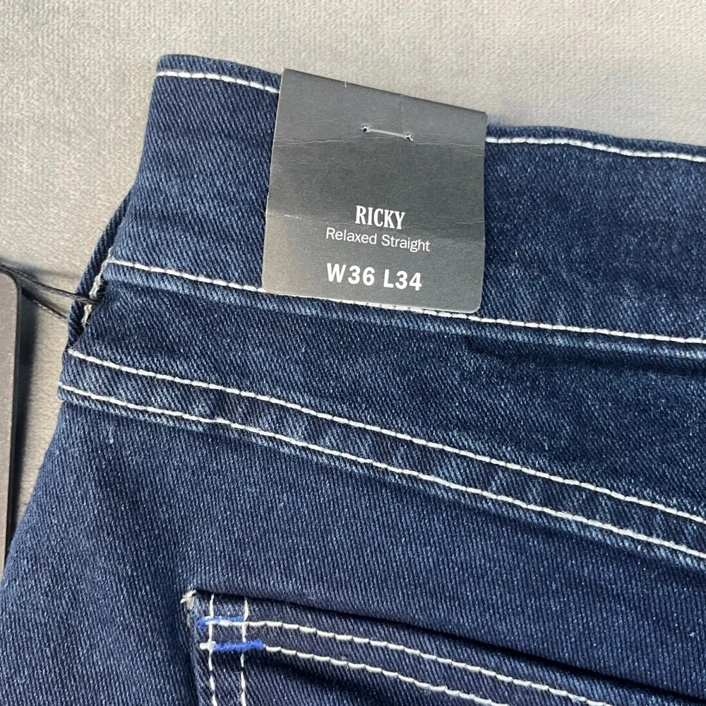 NWT True Religion Ricky Relaxed Straight Jeans Men's‎ Size 36 Dark Blue